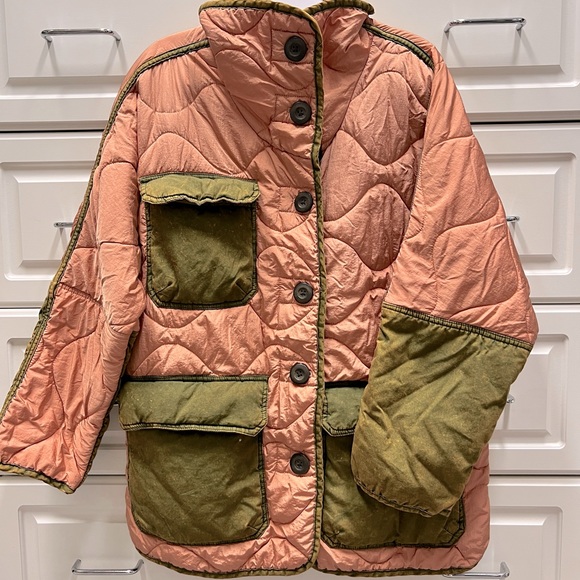 Free People Mixed Military Dolman Jacket / Rose Combo - Picture 8 of 10